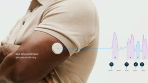 This is an Abbott marketing image of its Lingo over-the-counter continuous glucose monitoring system. 